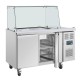Polar U-serie Tweedeurs Saladette met Vierkant Kuchscherm - RVS Werkbank Zilver