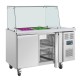 Polar U-serie Tweedeurs Saladette met Vierkant Kuchscherm - RVS Werkbank Zilver