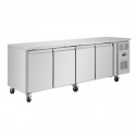 Polar U-serie vier deurs counter koelkast 553L RVS