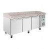 Polar U-serie Bakkerij Counter Koelkast met Granieten Blad 634L - RVS Werkbank Zilver