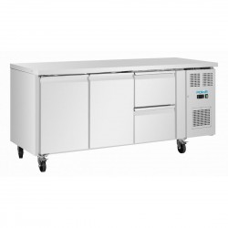Polar U-Serie koelwerkbank RVS 242L met 2 deuren en 2 laden