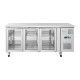 Polar U-serie 3-deurs koelwerkbank met glazen deuren RVS 465L