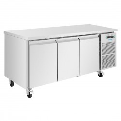 Polar U-serie koel-vrieswerkbank met 3 deuren, 314L RVS