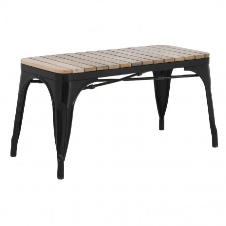 Bolero Bistro Bank met Latten van Mangohout - Zwart 850 mm (Set van 2)