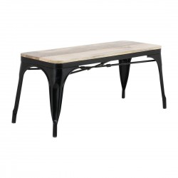 Bolero Bistro Bank Mangohout met Zwarte Stalen Poten 1000mm - Set van 2 Stuks