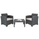 Bolero PP Fauteuil en Tafel Rieten Set Grijs – Kunststof Stoelen