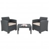 Bolero PP Fauteuil en Tafel Rieten Set Grijs – Kunststof Stoelen
