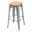Bolero Bistro barkrukken met houten zitting, gegalvaniseerd staal (set van 4)