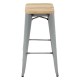 Bolero Bistro barkrukken met houten zitting, gegalvaniseerd staal (set van 4)