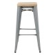 Bolero Bistro barkrukken met houten zitting, gegalvaniseerd staal (set van 4)