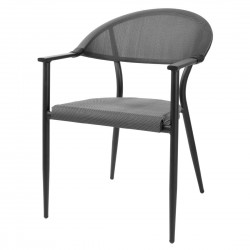 Bolero Santiago outdoor armstoelen zwart (set van 4) – aluminium & textileen