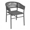 Bolero Florence rieten stoelen grijze touw twist – aluminium set van 2