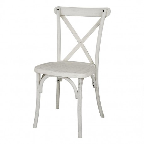 Bolero Manhattan Kruisrugleuning Stoelen Limewash Wit - Polypropyleen (Set van 4)