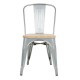 Bolero Bistro gegalvaniseerde stalen stoelen met houten zitting - set van 4