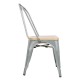 Bolero Bistro gegalvaniseerde stalen stoelen met houten zitting - set van 4