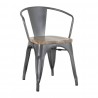 Bolero Bistro Curve armstoelen met houten zitting, donkergrijs (set van 4 stuks)