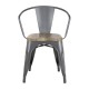 Bolero Bistro Curve armstoelen met houten zitting, donkergrijs (set van 4 stuks)