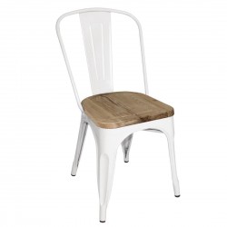 Bolero Bistro Bijzetstoelen met Houten Zitkussen Wit (Set van 4)