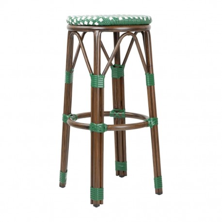 Bolero Parijse Stijl PE Rotan Barkrukken Groen Stip Mix – Set van 2
