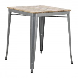 Bolero Bistro Eettafel met Lattenblad van Mangohout en Donkergrijze Poot 650mm