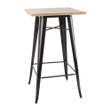 Bolero Bistro bartafel met houten blad zwart - staal & essenhout
