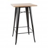 Bolero Bistro bartafel met houten blad zwart - staal & essenhout