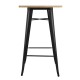 Bolero Bistro bartafel met houten blad zwart - staal & essenhout