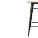 Bolero Bistro bartafel met houten blad zwart - staal & essenhout