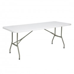 Bolero rechthoekige inklapbare tafel 6ft wit – HDPE blad & stalen frame