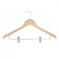 Bolero Houten Kledinghanger met Antislipclips – Set van 10 stuks
