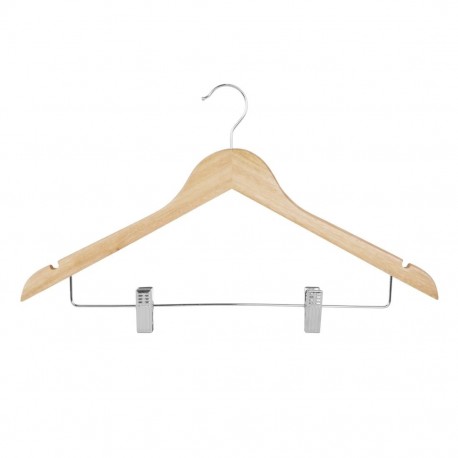 Bolero Houten Kledinghanger met Antislipclips – Set van 10 stuks
