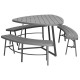 Bolero Valletta picknicktafel set – hartvormige tafel met 3 banken, grijs