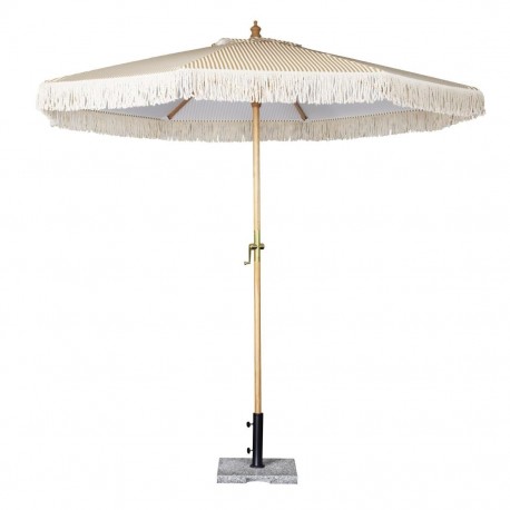 Bolero Sicilië Ronde Gestreepte Parasol – Diameter 2,5 Meter, Crème