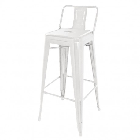 Bolero Bistro Stalen Hoge Kruk Met Rugleuning Wit (4 Stuks)