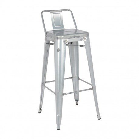 Bolero Bistro Hoge Kruk Van Staal Met Rugleuning – Set Van 4 – Zilver