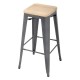 Bolero Bistro hoge barkrukken met houten zitting - gun metal - set van 4