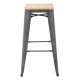 Bolero Bistro hoge barkrukken met houten zitting - gun metal - set van 4