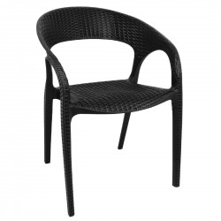 Bolero polyrotan stoel met armleuning zwart – set van 4 stuks