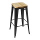 Bolero Bistro hoge barkrukken zwart met houten zitting – set van 4