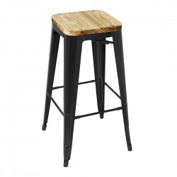 Bolero Bistro hoge barkrukken zwart met houten zitting – set van 4