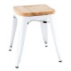 Bolero Bistro Lage Krukken met Houten Zitkussen Wit - Set van 4 Stuks