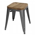 Bolero Bistro lage barkrukken met houten zitting, gunmetal - set van 4