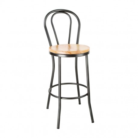 Bolero Clarisse hoge barkruk metallic grijs – rubberwood, 1 stuks