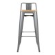 Bolero Bistro hoge barkrukken met rugleuning en houten zitting, Gun Metal (set van 4 stuks)