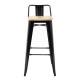 Bolero Bistro hoge barkrukken met rugleuning en houten zitting, Zwart (4 stuks)