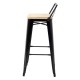 Bolero Bistro hoge barkrukken met rugleuning en houten zitting, Zwart (4 stuks)