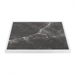 Bolero vierkant tafelblad gehard glas 700mm - donker granieteffect met witte rand, buiten & binnen