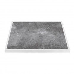 Bolero Tafelblad Van Gehard Glas Voor Buiten – Donker Steeneffect met Witte Rand, 700mm