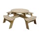 Rowlinson ronde houten picknicktafel 200 cm - bruin