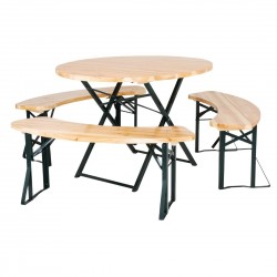 Bolero Duitse bierbank en ronde tafelset 1670x460mm – hout/bruin
